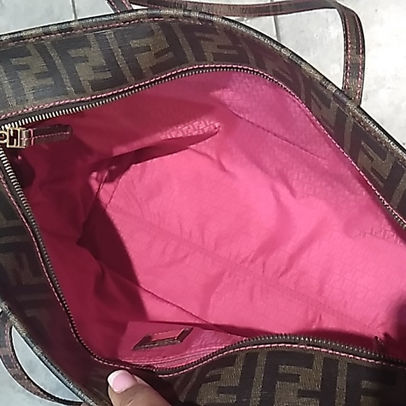 FENDI ZUCCA COATED FF TOTE- PINK INTERIOR - Picture 3 of 17